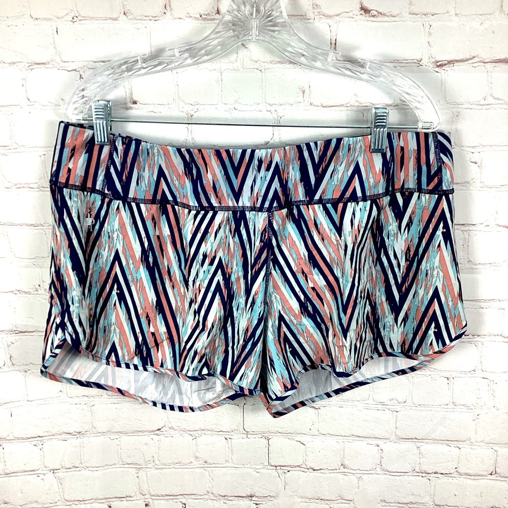 Smartwool Lined Running Athletic‎ Shorts Women’s Size Large Geometric Print Blue